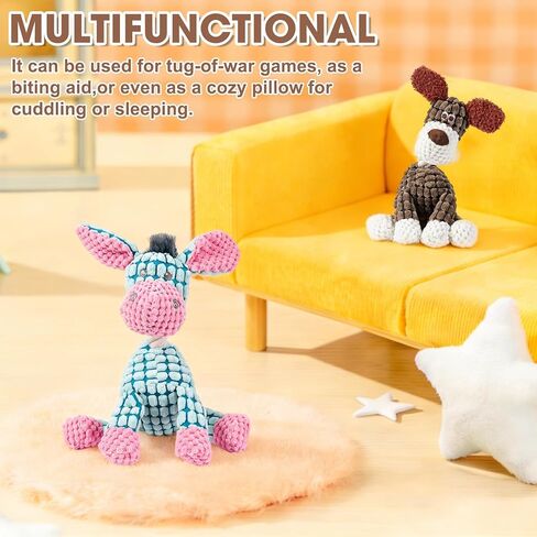 Indestructible Dog Toys,New Dog Toys for Aggressive Chewers,Squeaky Durable Chew Toy for Indoor Pups Teething,Puppy Teething Toys (Brown Dog) in Saudi Arabia