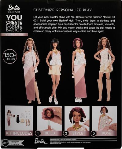 Barbie Basics You Create Neutral Kit 001 with Customizable Fashion Doll, Universal-fit Clothing & Accessories, Posable Body & Swappable Doll Head in Saudi Arabia