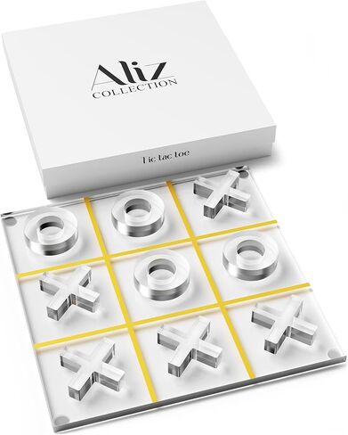 Acrylic Tic Tac Toe Set - Luxury Tic Tac Toe Table Decor - Modern Coffee Table Game & Clear X and O Pieces - Decorative Acrylic Game for Home or Office - 10.23 x 10.23 x 1.06 Inches in Saudi Arabia