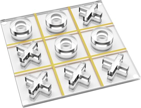Acrylic Tic Tac Toe Set - Luxury Tic Tac Toe Table Decor - Modern Coffee Table Game & Clear X and O Pieces - Decorative Acrylic Game for Home or Office - 10.23 x 10.23 x 1.06 Inches in Saudi Arabia