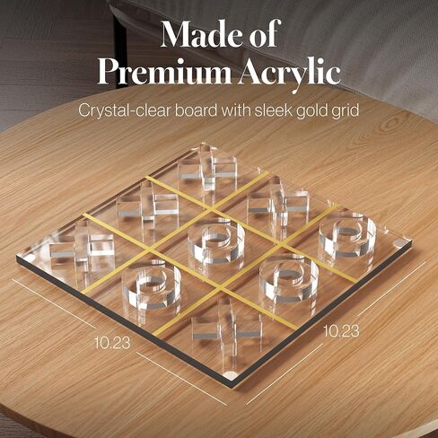 Acrylic Tic Tac Toe Set - Luxury Tic Tac Toe Table Decor - Modern Coffee Table Game & Clear X and O Pieces - Decorative Acrylic Game for Home or Office - 10.23 x 10.23 x 1.06 Inches in Saudi Arabia