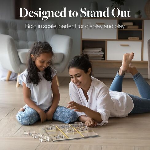 Acrylic Tic Tac Toe Set - Luxury Tic Tac Toe Table Decor - Modern Coffee Table Game & Clear X and O Pieces - Decorative Acrylic Game for Home or Office - 10.23 x 10.23 x 1.06 Inches in Saudi Arabia