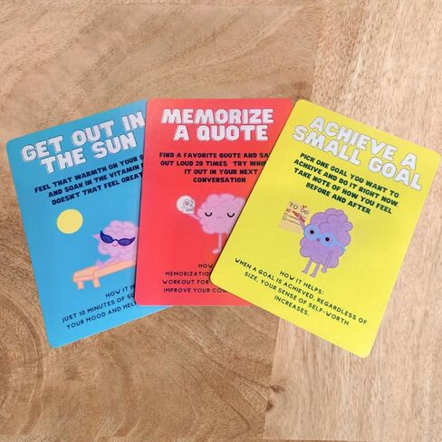 Dopamine Hits, Mood-Boosting Activity Cards, 50 Fun Self-Care Prompts for Mental Health, Stress Relief and Daily Inspiration, Therapy and Wellness Gift for Adults and Teens in Kuwait