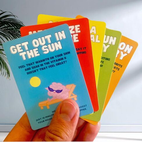 Dopamine Hits, Mood-Boosting Activity Cards, 50 Fun Self-Care Prompts for Mental Health, Stress Relief and Daily Inspiration, Therapy and Wellness Gift for Adults and Teens in Kuwait
