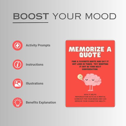 Dopamine Hits, Mood-Boosting Activity Cards, 50 Fun Self-Care Prompts for Mental Health, Stress Relief and Daily Inspiration, Therapy and Wellness Gift for Adults and Teens in Kuwait