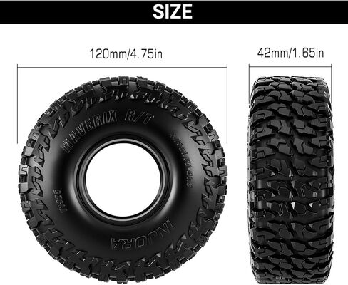 إطارات INJORA مقاس 1.9 بوصة 120 * 42 مم MAVERIX R/T لترقية زواحف RC 1/10 (T1925) in Kuwait