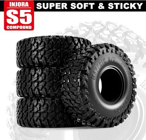 إطارات INJORA مقاس 1.9 بوصة 120 * 42 مم MAVERIX R/T لترقية زواحف RC 1/10 (T1925) in Kuwait