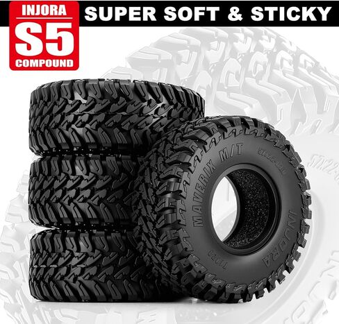 إطارات INJORA 1.0 بوصة MAVERIX M/T 57 * 22 مم لترقية زواحف RC 1/18 1/24 (T1028) in Kuwait