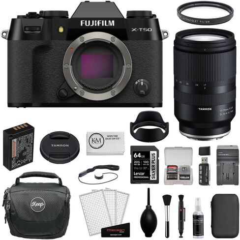 حزمة كاميرا FUJIFILM X-T50 بدون مرآة (فضية) مع عدسة معاصرة Sigma 18-50mm f/2.8 DC DN + بطاقة 64 جيجابايت + فلتر للأشعة فوق البنفسجية + شاحن بطارية + قارئ بطاقات + حقيبة كاميرا + مجموعة تنظيف (12 قطعة) in Saudi Arabia