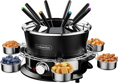 Electric Fondue Pot Set for Chocolate, 1300W Cheese Fondue Set with Multiple Fondue Pots with Adjustable Temperature, 8 Color-Code Fondue Forks, Serve 8 Persons (with 6 plate) in Kuwait