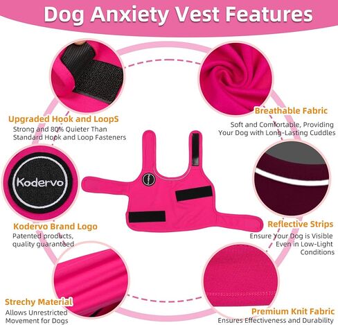 Dog Anxiety Vest, Skin-Friendly Thunder Jacket for Dogs, Dog Calming Shirt for Thunder, Fireworks, Vet Visits and Separation - Keep Pet Calm Without Medicine, Fit for Small Medium Large Dogs in Kuwait