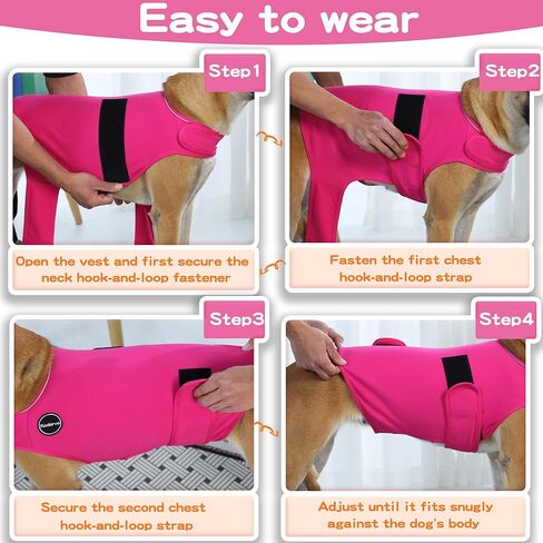 Dog Anxiety Vest, Skin-Friendly Thunder Jacket for Dogs, Dog Calming Shirt for Thunder, Fireworks, Vet Visits and Separation - Keep Pet Calm Without Medicine, Fit for Small Medium Large Dogs in Kuwait