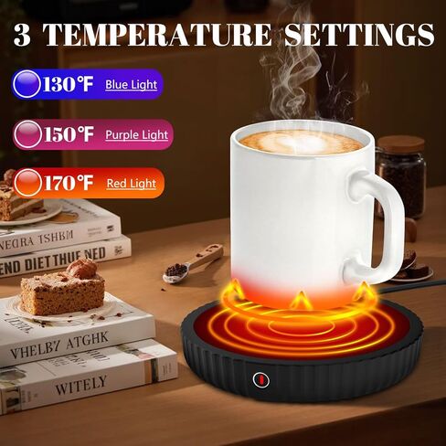 Mug Warmer, Coffee Mug Warmer with Three Temperature Settings, Auto Shut Off Coffee Warmer, Mug Warmer for Desk with Large Heating Plate, Easy to Clean Coffee Cup Warmer for Milk,Tea and Chocolate in Saudi Arabia