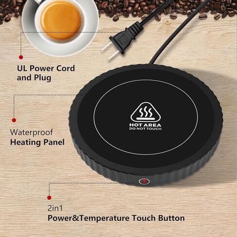 Mug Warmer, Coffee Mug Warmer with Three Temperature Settings, Auto Shut Off Coffee Warmer, Mug Warmer for Desk with Large Heating Plate, Easy to Clean Coffee Cup Warmer for Milk,Tea and Chocolate in Saudi Arabia