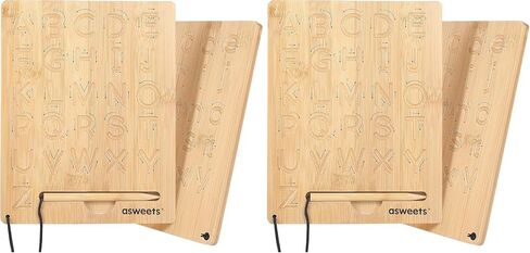 Asweets Montessori Wooden Alphabet Tracing Board,Wood Letter Practicing Board,Double-Sided Boards for Toddlers and Preschool Gifts for Kids in Kuwait