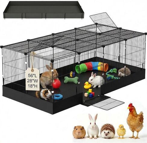 Large Guinea Pig Cages with Waterproof Liner & Openable Top, 20 Panels Fully Enclosed Pet Playpen, Dense Wire Metal Mesh Rabbit Cage Indoor for Hedgehogs, Quail, Chickens in Saudi Arabia