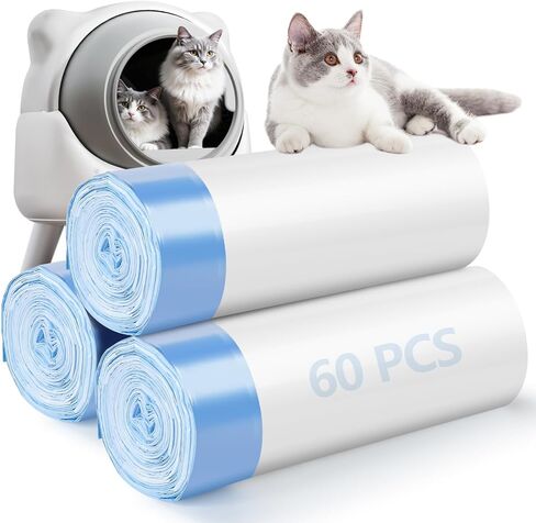 120 عبوة من أكياس فضلات القطط المتوافقة مع Litter Robot 3 و4، بطانات صندوق الفضلات الأوتوماتيكية للتنظيف الذاتي، 25.2 × 15.7 بوصة (10-12 جالون) in Kuwait