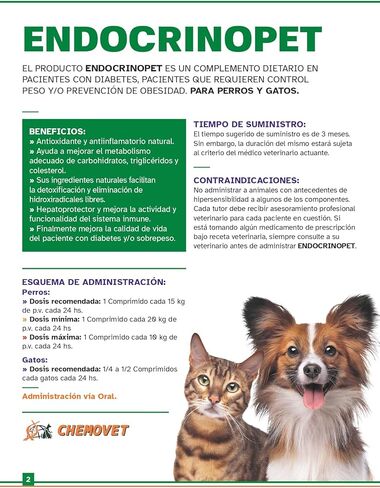 Chemovet, أقراص قابلة للمضغ للكلاب والقطط، مكمل غذائي لصحة الغدد الصماء، مرض السكري والتحكم في الوزن، 1 جرام، 30 قرصًا in Kuwait