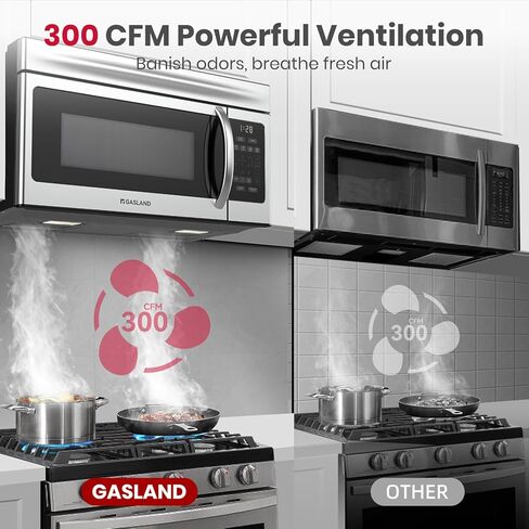 GASLAND 30 Inch Over-the-Range Microwave Oven, 1.7 Cu.Ft Over Stove Microwave, 1000W with 10 Power Levels, Sensor & One-Touch Cooking, 300 CFM Venting, LED Cooktop Light, Black Kitchen Microwave in Saudi Arabia