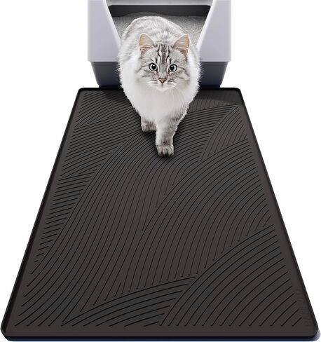 Cat Litter Box Mat - SM Small Medium Size 24 x 17 in, Water Proof, Kitty Litter Trapping Mat, Easy to Clean, Scatter Control, Odorless, Pet Supplies for Indoor Cats, Dark Gray in Saudi Arabia