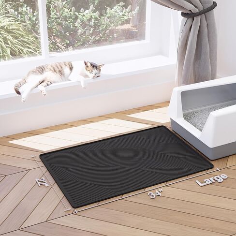 Cat Litter Box Mat - SM Small Medium Size 24 x 17 in, Water Proof, Kitty Litter Trapping Mat, Easy to Clean, Scatter Control, Odorless, Pet Supplies for Indoor Cats, Dark Gray in Saudi Arabia