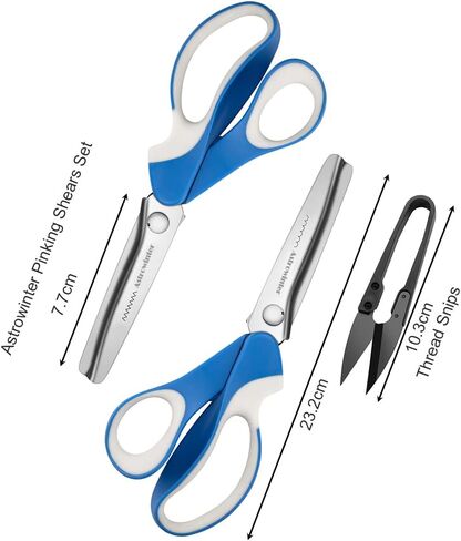 مجموعة مقصات Pinking (عبوة من قطعتين، حواف مسننة وصدفية) من Astrowinter - مقص متعرج للقماش والجلد والورق - مقص خياطة الخياطة باللون الوردي AW-002-E in Kuwait