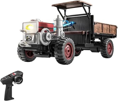 Retro Full-Proportional RC Tractor, 2.4G 4WD Realistic Tractor Model with LED Lights, Simulated Sounds and Exhaust Mist Effects, Collectible Gift for Adults (RTR) in Saudi Arabia
