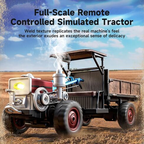 Retro Full-Proportional RC Tractor, 2.4G 4WD Realistic Tractor Model with LED Lights, Simulated Sounds and Exhaust Mist Effects, Collectible Gift for Adults (RTR) in Saudi Arabia