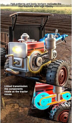 Retro Full-Proportional RC Tractor, 2.4G 4WD Realistic Tractor Model with LED Lights, Simulated Sounds and Exhaust Mist Effects, Collectible Gift for Adults (RTR) in Saudi Arabia