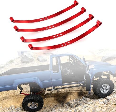 نوابض ورقية مرنة فائقة النعومة باللون الأحمر (4 قطع) تعمل على Tamiya F-350 وHilux وRC4WD Trail Finder in Kuwait
