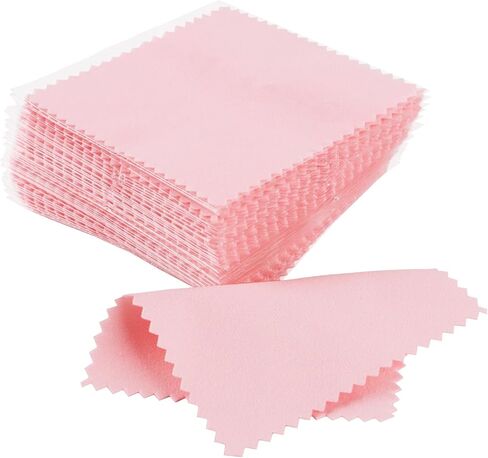 50 Pack Silver Polishing Cloth, Pink Cleaning Cloth, Individually Packed Jewelry Cleaner for Silver, Gold, Glasses and Watch in Saudi Arabia