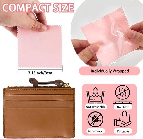 50 Pack Silver Polishing Cloth, Pink Cleaning Cloth, Individually Packed Jewelry Cleaner for Silver, Gold, Glasses and Watch in Saudi Arabia