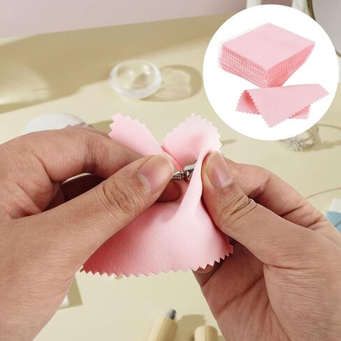 50 Pack Silver Polishing Cloth, Pink Cleaning Cloth, Individually Packed Jewelry Cleaner for Silver, Gold, Glasses and Watch in Saudi Arabia