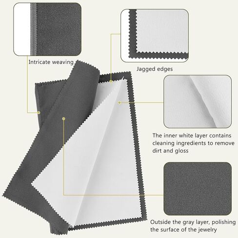 Silver Cleaning Cloth, 10" X 12" Jewelry Polishing Cloth, Four-Layer Silver Jewelry Cleaner for Gold, Silver, Diamond and Jewelry in Saudi Arabia