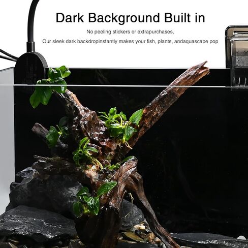 مجموعة حوض السمك نانو ناتشر، مجموعة حوض أسماك صغيرة سعة 2.8 جالون، خزان زجاجي للأسماك مع فلتر شلال وضوء للمبتدئين والأطفال للحفاظ على أسماك البيتا والأسماك الذهبية والروبيان والنباتات المائية in Kuwait
