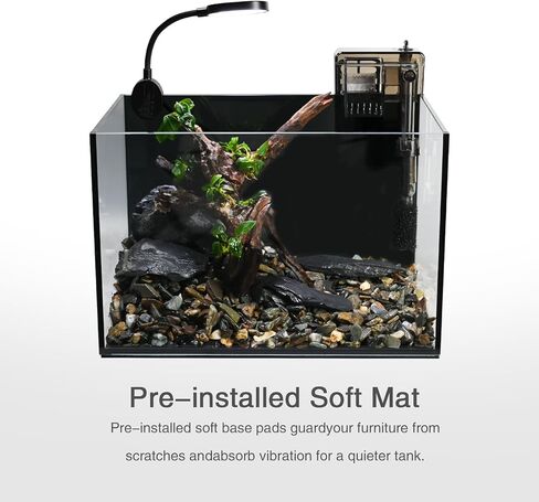 مجموعة حوض السمك نانو ناتشر، مجموعة حوض أسماك صغيرة سعة 2.8 جالون، خزان زجاجي للأسماك مع فلتر شلال وضوء للمبتدئين والأطفال للحفاظ على أسماك البيتا والأسماك الذهبية والروبيان والنباتات المائية in Kuwait