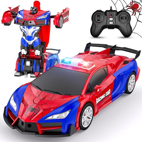 Remote Control Car with One Button Transformation, RC Cars Transforming into Robot, 2.4Ghz 360 Degree Rotation Police Car with Light, 1:18 Scale Transform Toys for Boys Girls Kids 4-7 8-12 6-8 in Kuwait