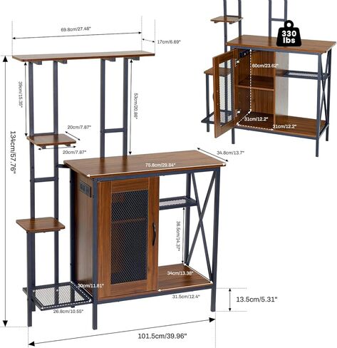 Artswish 20-29 Gallon Fish Tank Stand with Power Outlet & LED Plant Shelf - 2-in-1 Aquarium Stand, Sturdy Metal Frame with Adjustable Shelves, Walnut in Kuwait