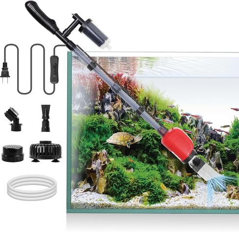 36W Electric Gravel Cleaner for Aquariums, Automatic Fish Tank Vacuum for Water Change & Sand Cleaning, with Adjustable Telescopic Pole for Large Tanks in Saudi Arabia