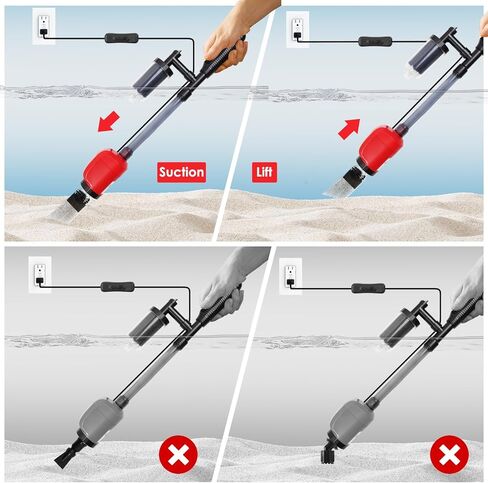 36W Electric Gravel Cleaner for Aquariums, Automatic Fish Tank Vacuum for Water Change & Sand Cleaning, with Adjustable Telescopic Pole for Large Tanks in Saudi Arabia