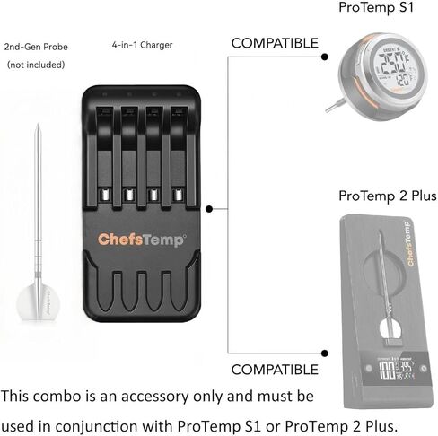 ChefsTemp 4-in-1 Charger for Wireless Probes(2nd-Gen Probe & Original Regular/Mini Probe) - Accessory for ProTemp S1(Only Included One Charger) in Saudi Arabia