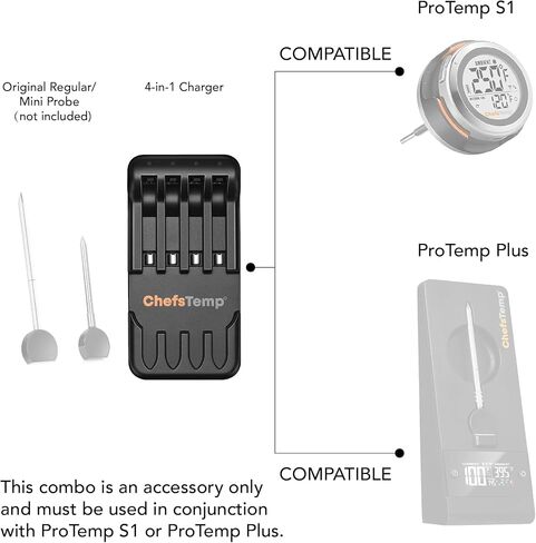 ChefsTemp 4-in-1 Charger for Wireless Probes(2nd-Gen Probe & Original Regular/Mini Probe) - Accessory for ProTemp S1(Only Included One Charger) in Saudi Arabia