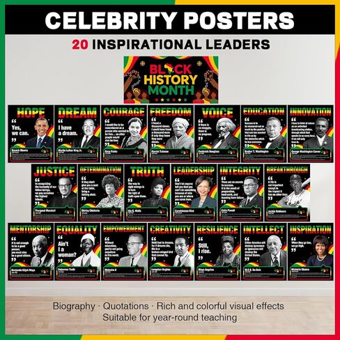 tineit Black History Month Decorations, 21Pcs Black History Month Posters, Motivational Inspirational Classroom Decor, Juneteenth Bulletin Board Posters in Kuwait