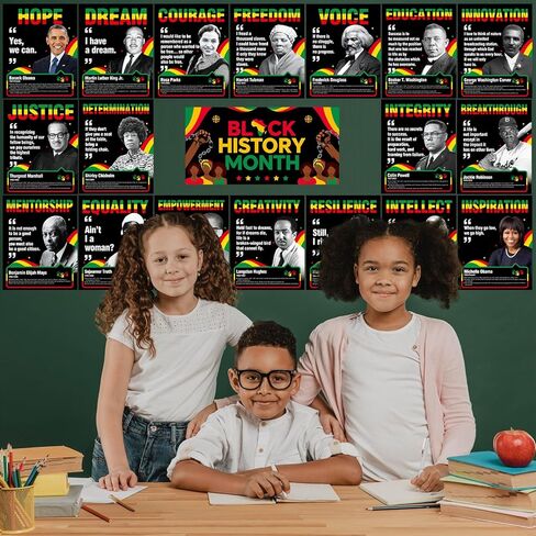 tineit Black History Month Decorations, 21Pcs Black History Month Posters, Motivational Inspirational Classroom Decor, Juneteenth Bulletin Board Posters in Kuwait
