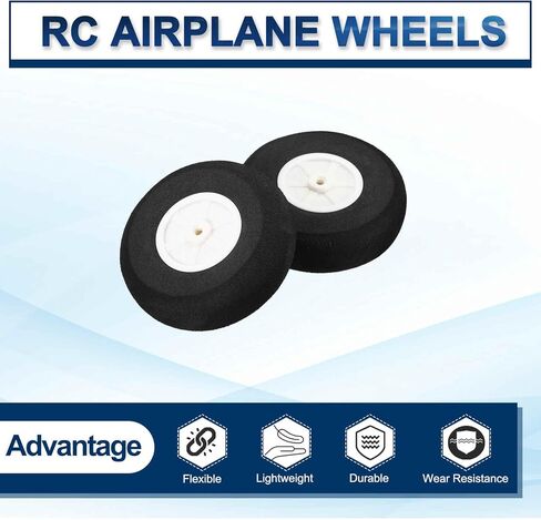 عجلات طائرة MECCANIXITY RC مقاس 2.76 بوصة × 0.87 بوصة × 0.13 بوصة OD RC طائرة، عجلات إسفنجية EVA، عجلة ذيل الإطارات استبدال عجلة إسفنجية RC لطائرة طراز RC حزمة من 3 in Kuwait