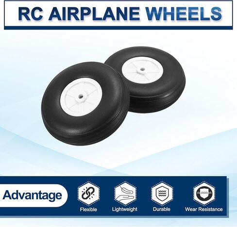 عجلات طائرة MECCANIXITY RC مقاس 2.91 بوصة × 0.98 بوصة × 0.17 بوصة OD RC طائرة، عجلات إسفنجية من البولي يوريثان، عجلة ذيل الإطارات استبدال عجلة إسفنجية RC لحزمة طائرة طراز RC مكونة من 8 قطع in Kuwait