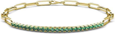 0.92 ctw Created Alexandrite Paperclip Links Tennis Bracelet in 14K Gold in Saudi Arabia