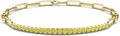 0.69 ctw Yellow Diamonds Paperclip Links Tennis Bracelet in 14K Gold in Saudi Arabia