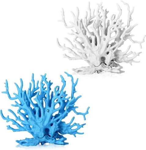 2 حزمة ديكور الشعاب المرجانية الاصطناعية لحوض السمك الوردي والأبيض ديكورات خزان الأسماك للمناظر الطبيعية الحلي البلاستيكية لطيف ل Terrarium in Kuwait