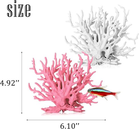 2 Pack Artificial Coral Reef Decor for Aquarium Pink and White Fish Tank Decorations for Landscaping Cute Plastic Ornaments for Terrarium in Saudi Arabia